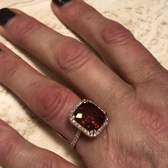 14 kt rose gold Spessarite ( rare garnet ) diamond - Picture 5 of 16